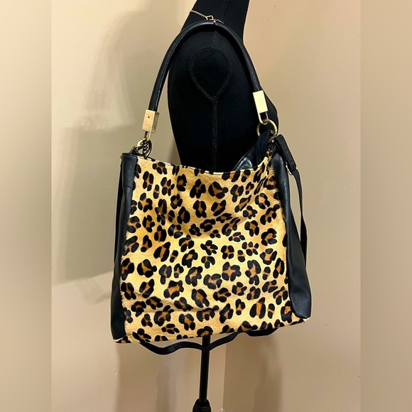 Mondo Borse Leopard Print Tote Bag with Black Accents, made in Italy - Picture 1 of 12